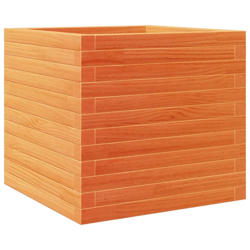Jardinera Exterior Madera Maciza Pino Marrón Cera 50x50x46 Cm