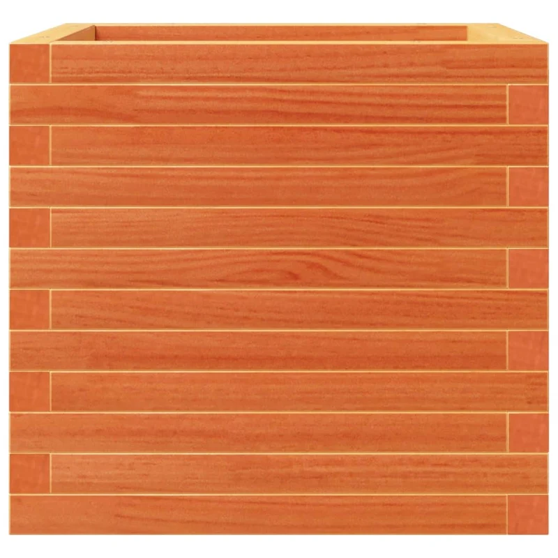 Jardinera Exterior Madera Maciza Pino Marrón Cera 50x50x46 Cm