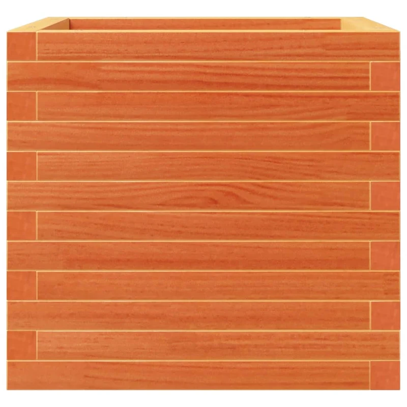 Jardinera Exterior Madera Maciza Pino Marrón Cera 50x50x46 Cm