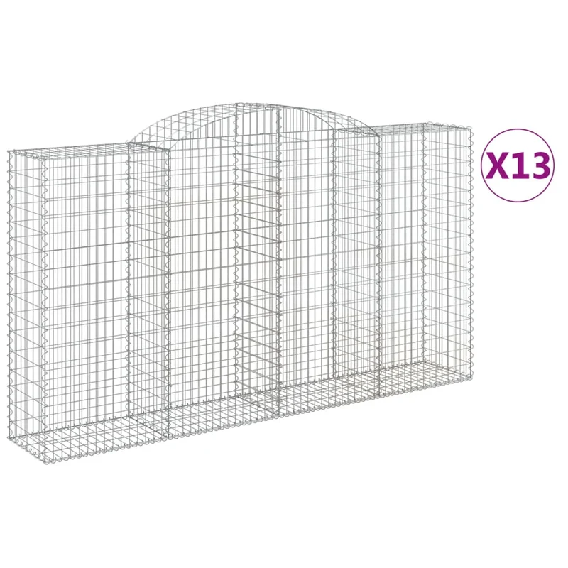 Cestas Gaviones 13 Uds Forma De Arco Hierro 300x50x160/180 Cm