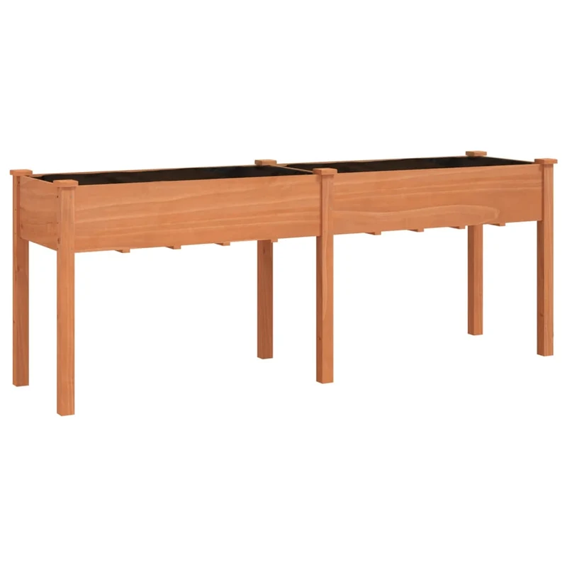 Jardinera Con Forro Madera Maciza De Abeto Marrón 203x53x76 Cm