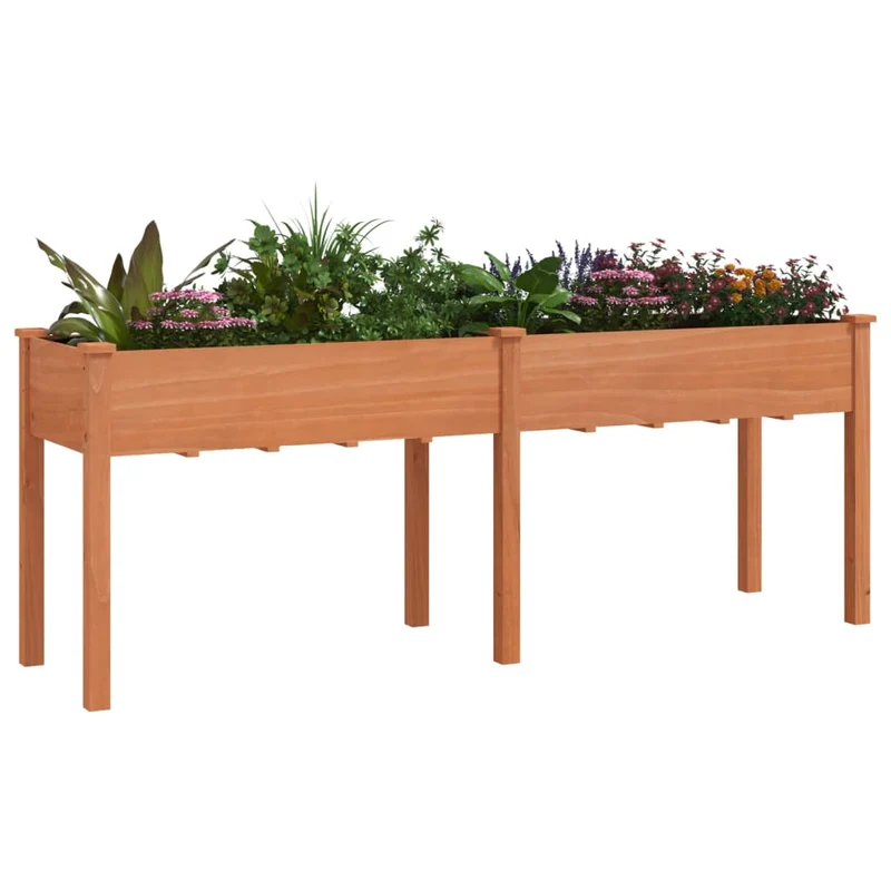 Jardinera Con Forro Madera Maciza De Abeto Marrón 203x53x76 Cm