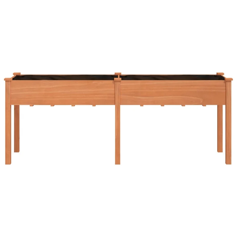 Jardinera Con Forro Madera Maciza De Abeto Marrón 203x53x76 Cm