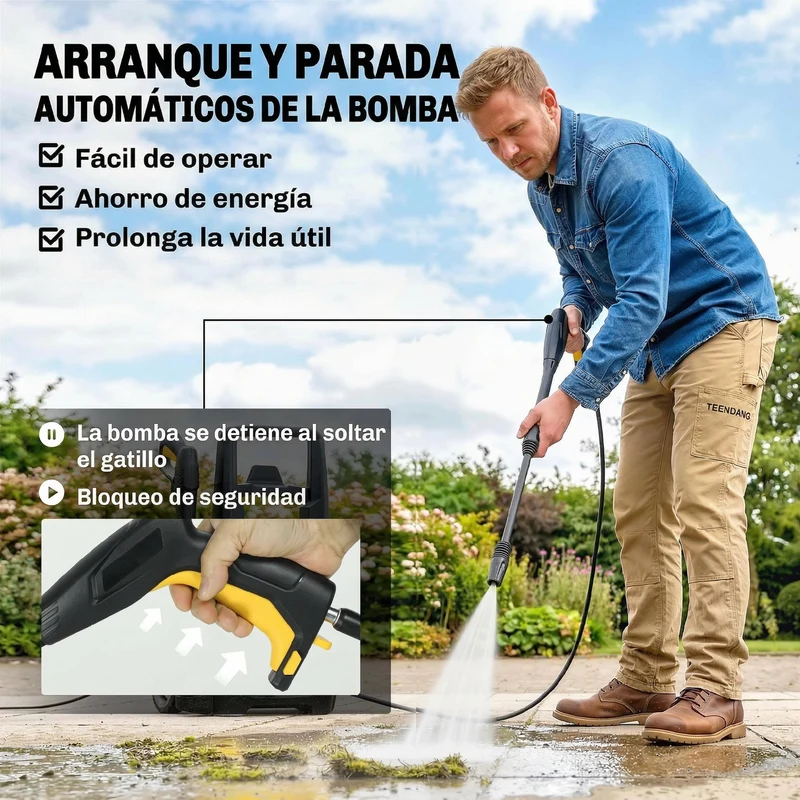 Outsunny Hidrolimpiadora De Alta Presión 1600w Caudal 390 L/h Presión 120 Bar