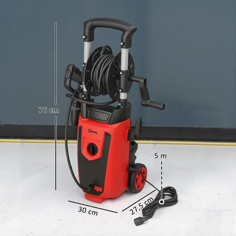 Outsunny Hidrolimpiadora De Alta Presión 1800w Caudal 420 L/h Presión 150 Bar