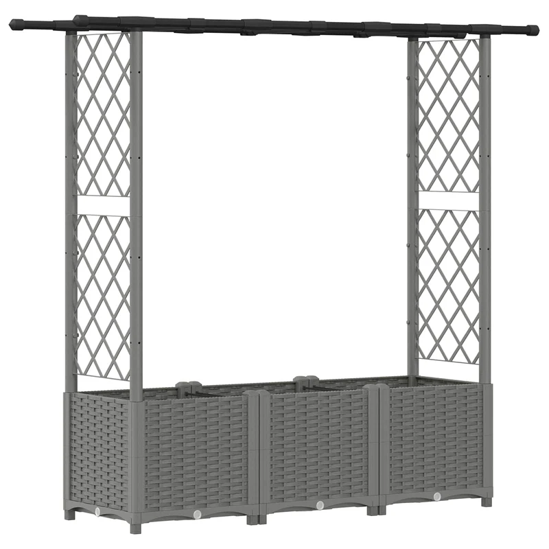 Cama Elevada Con Trellis Y Techo Gris Claro 162,5 X 40 X 136 Cm