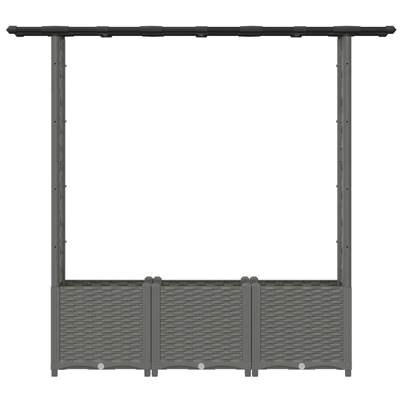 Cama Elevada Con Trellis Y Techo Gris Claro 162,5 X 40 X 136 Cm