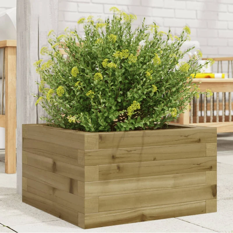 Jardinera De Madera De Pino Impregnada 40x40x23 Cm