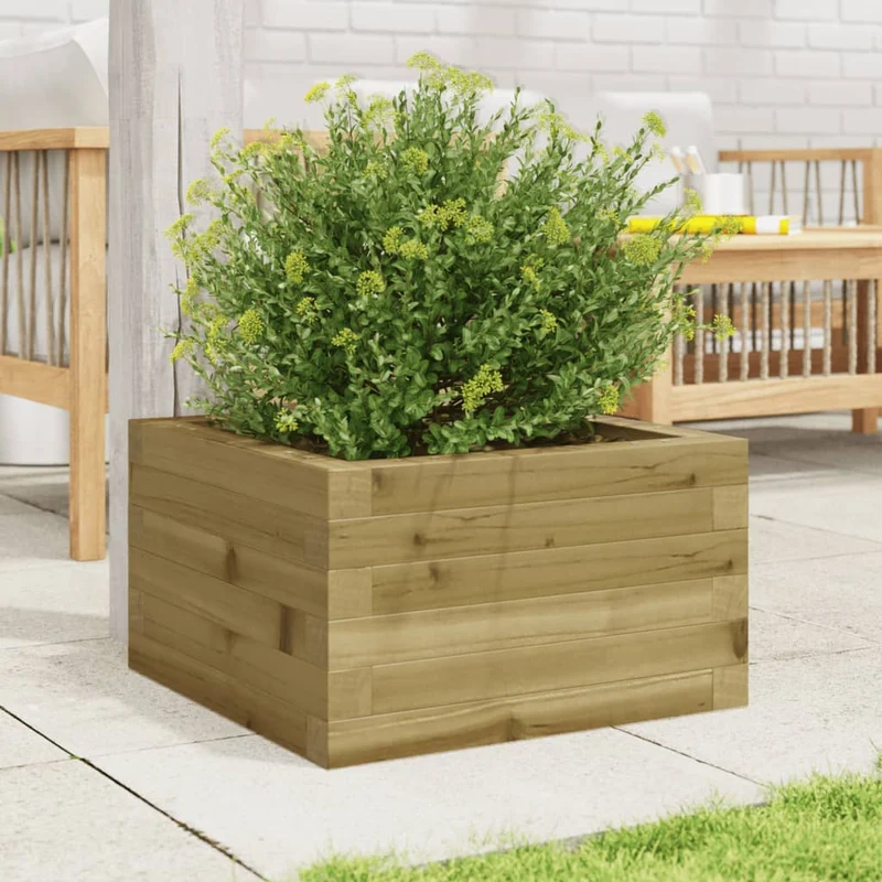Jardinera De Madera De Pino Impregnada 40x40x23 Cm