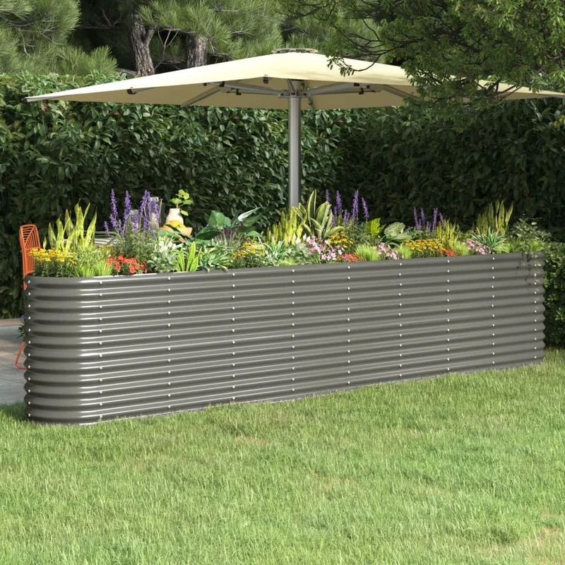 Jardinera Arriate Acero Galvanizado Gris 332x40x68 Cm