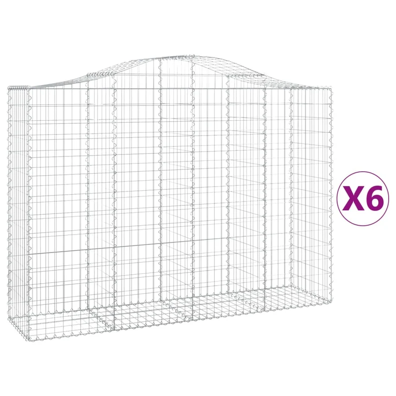 Cestas Gaviones 6 Uds Forma De Arco Hierro 200x50x140/160 Cm