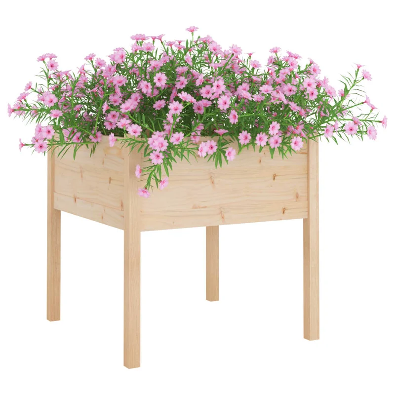 Jardinera De Madera Maciza De Pino 70x70x70 Cm