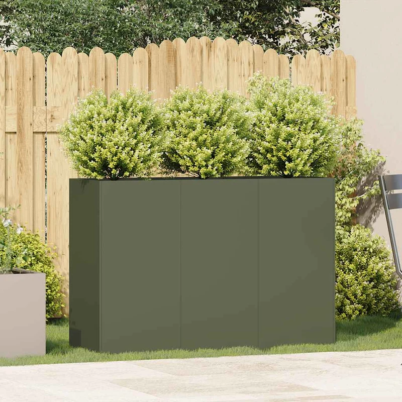 Jardinera De Acero Laminado En Frío Verde Oliva 120x40x80 Cm