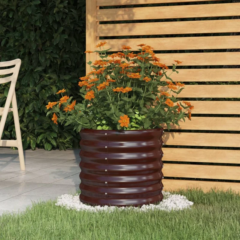 Jardinera De Acero Galvanizado Marrón 40x40x36 Cm