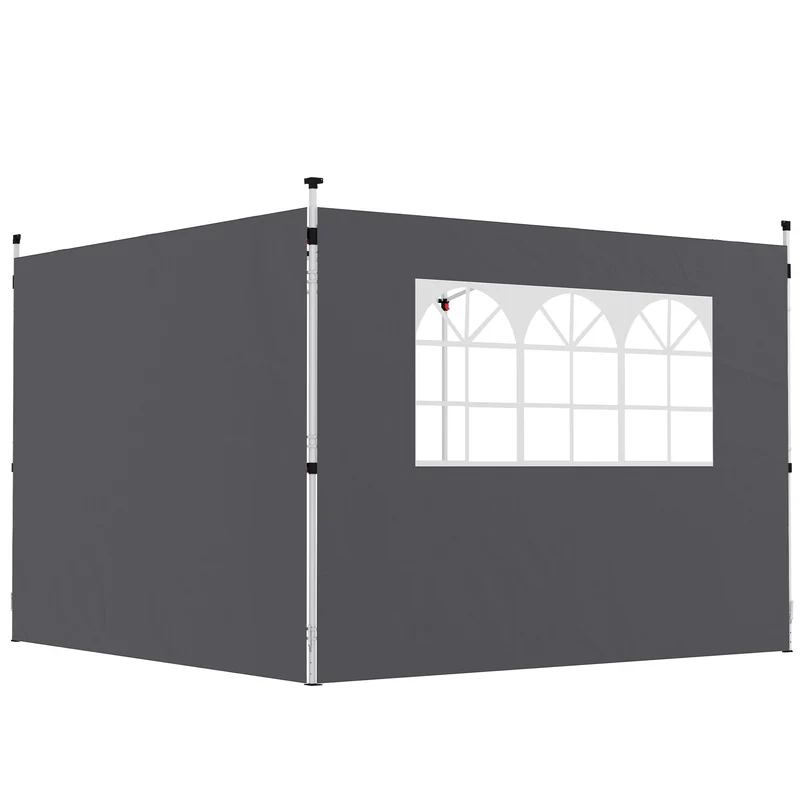 Outsunny Paredes Laterales Para Carpa De 2 Paneles 300x200 Cm Con Ventana Gris