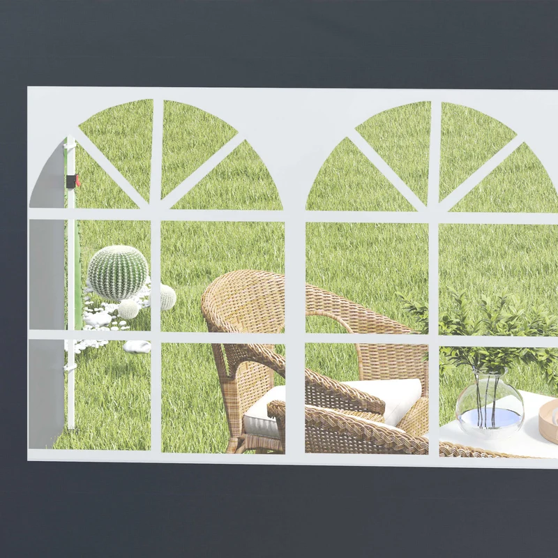 Outsunny Paredes Laterales Para Carpa De 2 Paneles 300x200 Cm Con Ventana Gris