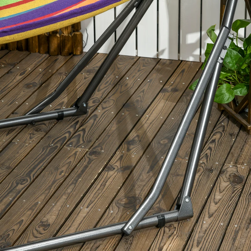 Outsunny Hamaca Con Soporte Plegable 2 En 1 Tendedero Con Barra 270x100x94 Cm