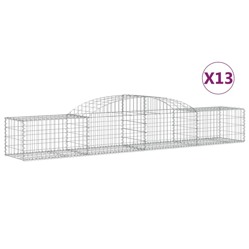 Cestas De Gaviones 13 Uds Forma De Arco Hierro 300x50x40/60 Cm