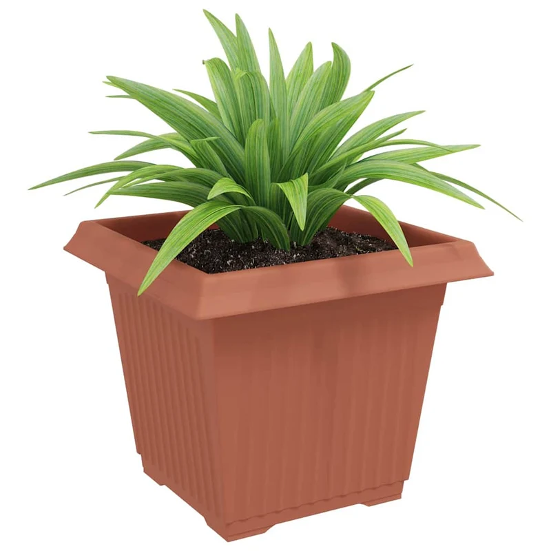 Maceta Cuadrada Para Flores 6 Uds. Rojo Ladrillo Plástico