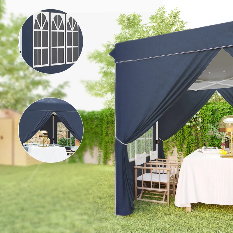Outsunny Carpa Plegable Pop-up 2,5x2,5 M Con 4 Paredes Laterales Anti-uv Azul