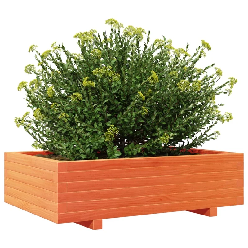 Jardinera De Madera Maciza De Pino Marrón Cera 90x60x26,5 Cm