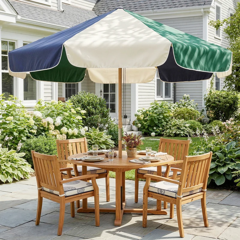 Outsunny Sombrilla Terraza Exterior Ø2,3 M Marco Efecto Madera Polea Con Cuerda