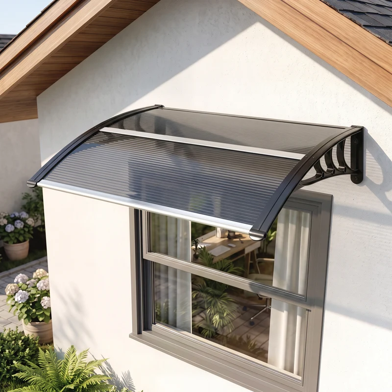 Outsunny Marquesina Exterior Para Puertas Y Ventanas 100x75 Cm Negro