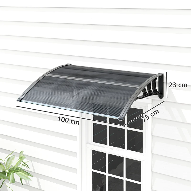 Outsunny Marquesina Exterior Para Puertas Y Ventanas 100x75 Cm Negro
