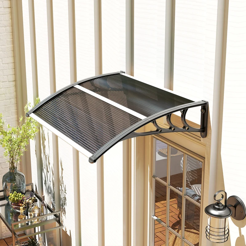 Outsunny Marquesina Exterior Para Puertas Y Ventanas 100x75 Cm Negro