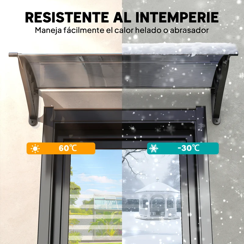Outsunny Marquesina Exterior Para Puertas Y Ventanas 100x75 Cm Negro
