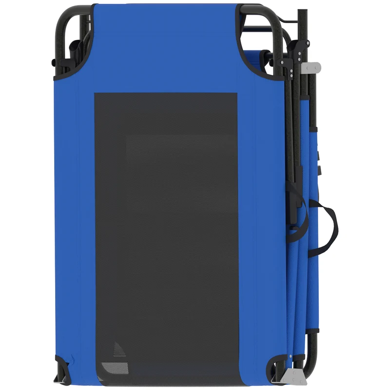 Outsunny Tumbona Plegable Respaldo Ajustable En 4 Niveles 175x58x68 Cm Azul