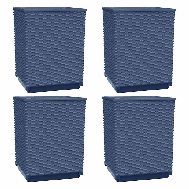 Jardineras 4 Uds Polipropileno Azul Gris 30x30x37 Cm