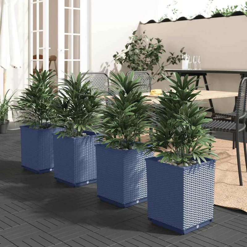Jardineras 4 Uds Polipropileno Azul Gris 30x30x37 Cm