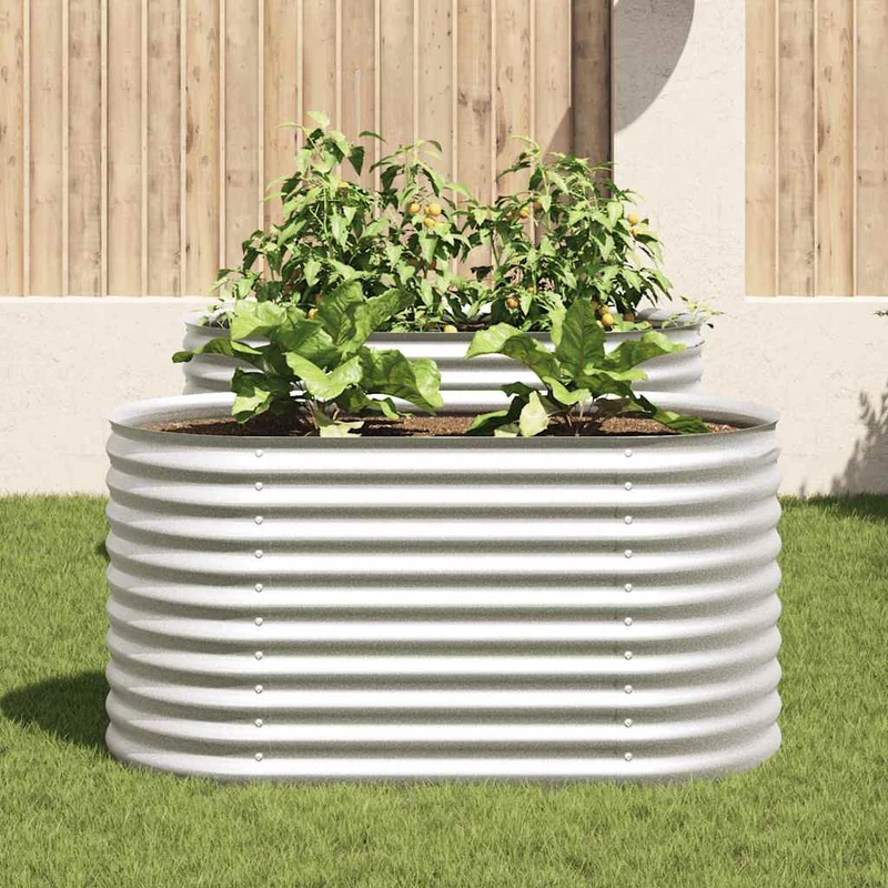 Arriate De Acero Galvanizado Plateado 160x80x81 Cm