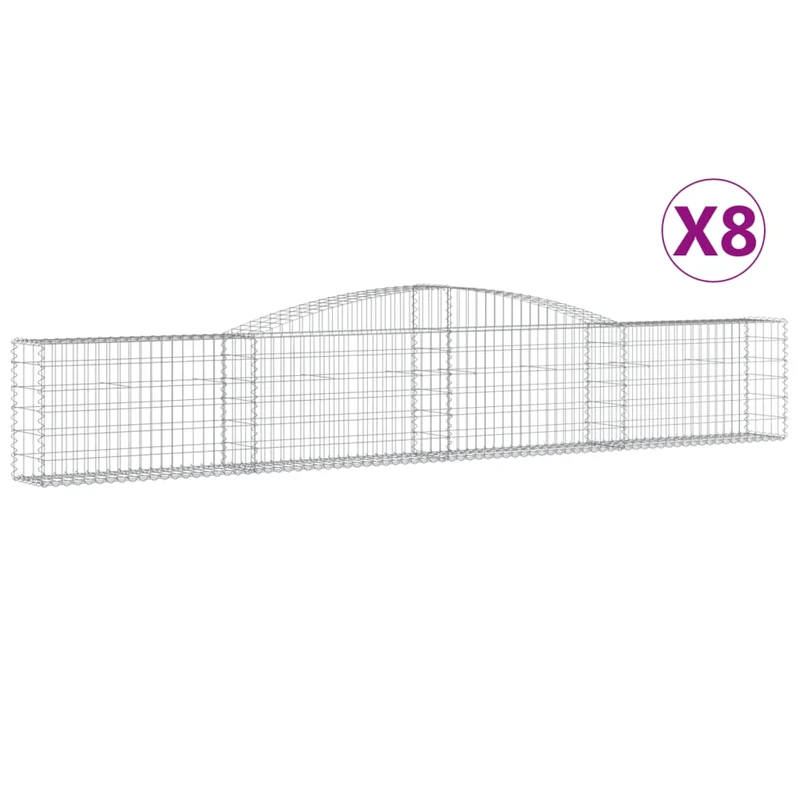 Cestas De Gaviones 8 Uds Forma De Arco Hierro 400x30x60/80 Cm