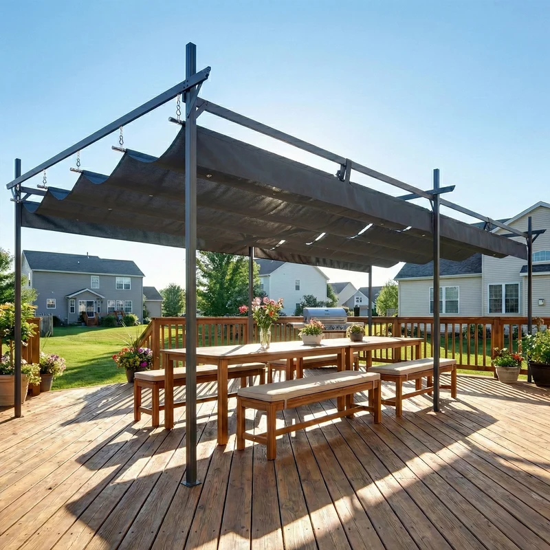 Outsunny Pérgola De Jardín 6x3 M Con Techo Retráctil Upf30+ Gris Oscuro
