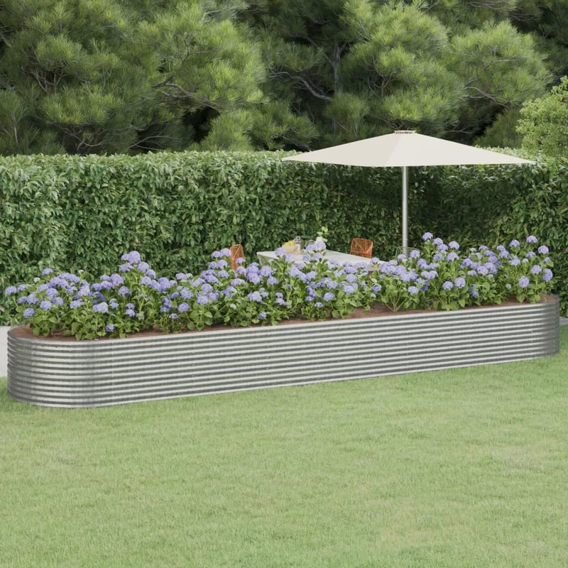 Jardinera Arriate Acero Recubrimiento Polvo Plata 584x140x68 Cm
