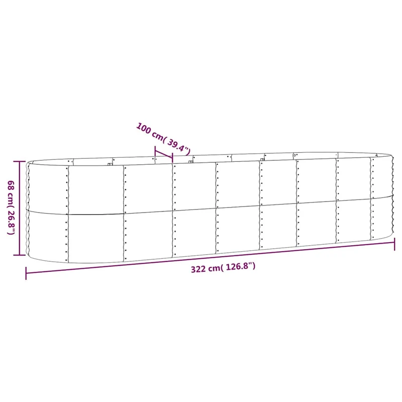 Jardinera Arriate Acero Galvanizado Antracita 322x100x68cm