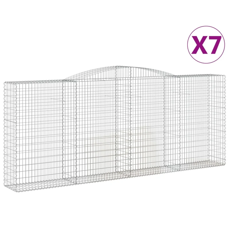 Cestas De Gaviones 7 Uds Forma De Arco Hierro 400x50x160/180 Cm