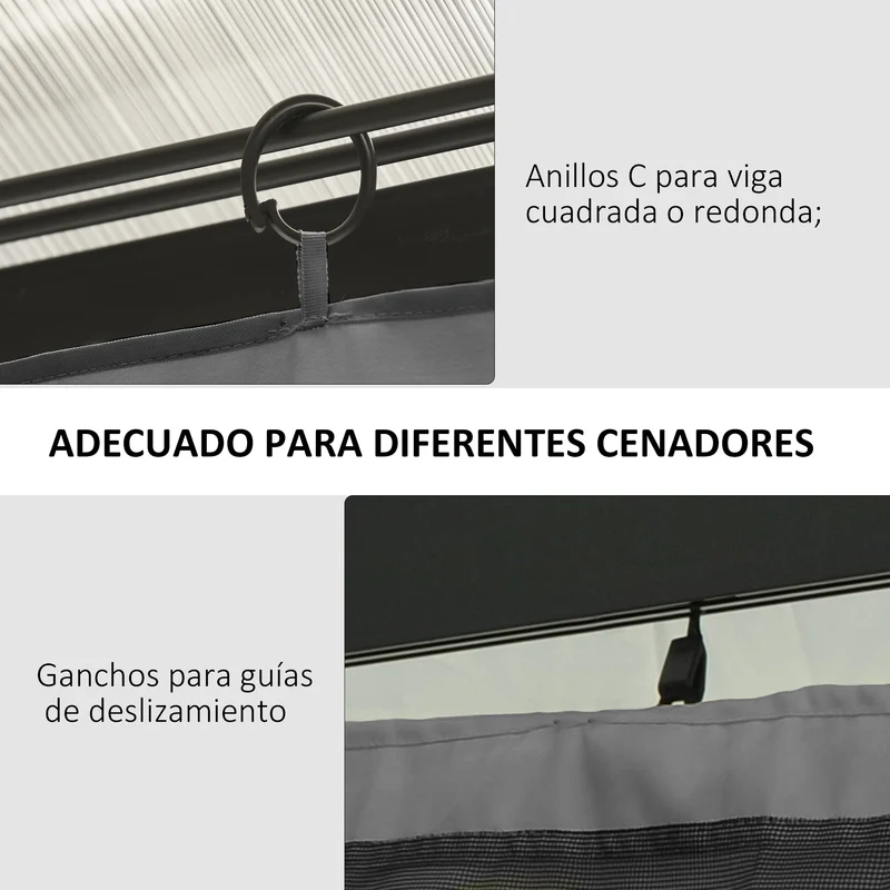 Outsunny 4 Paredes Laterales Para Cenador 3x2 M Sin Ventanas Gris Claro