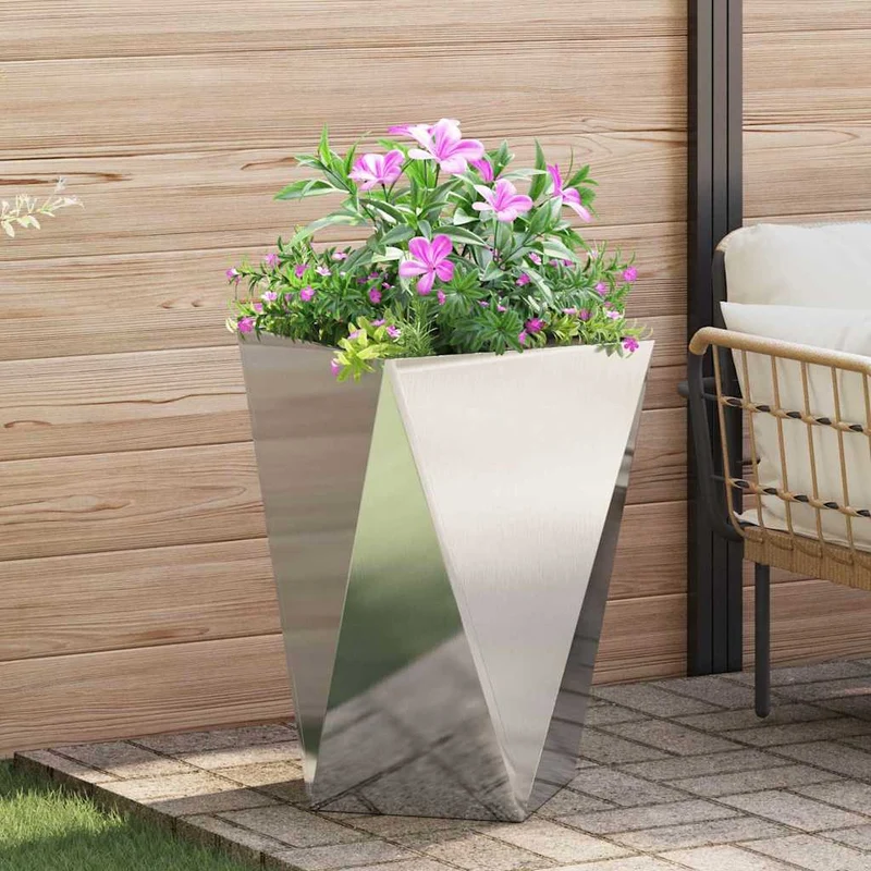 Jardinera 2 Uds. Plateado 50 X 50 X 75 Cm Acero Inoxidable