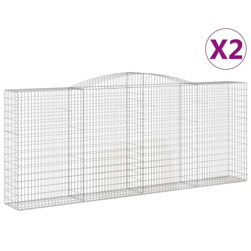Cestas De Gaviones 2 Uds Forma De Arco Hierro 400x50x160/180 Cm