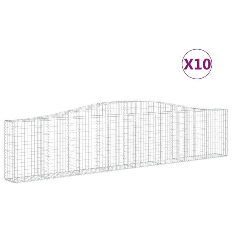 Cestas De Gaviones 10 Uds Forma De Arco Hierro 400x30x80/100 Cm