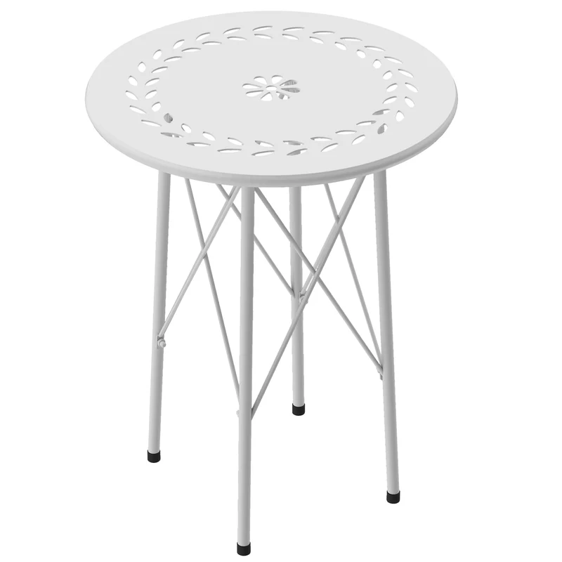 Outsunny Mesa De Jardín Redonda Ø40x50 Cm Para Interior Y Exterior Blanco