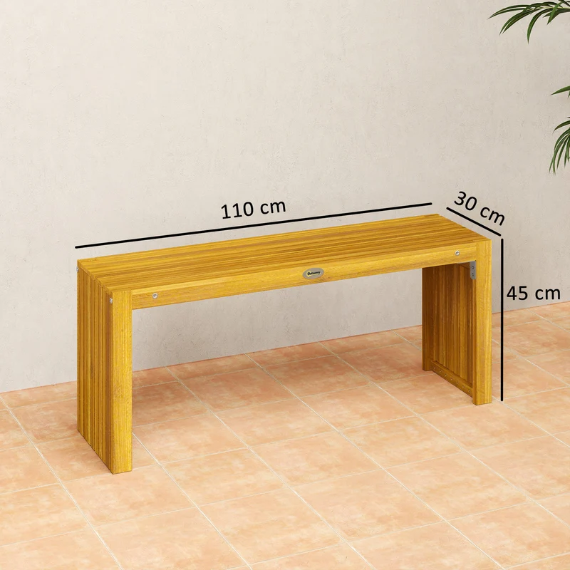 Outsunny Banco De Jardín De Madera Rústico De 2 Plazas 110x30x45 Cm Natural