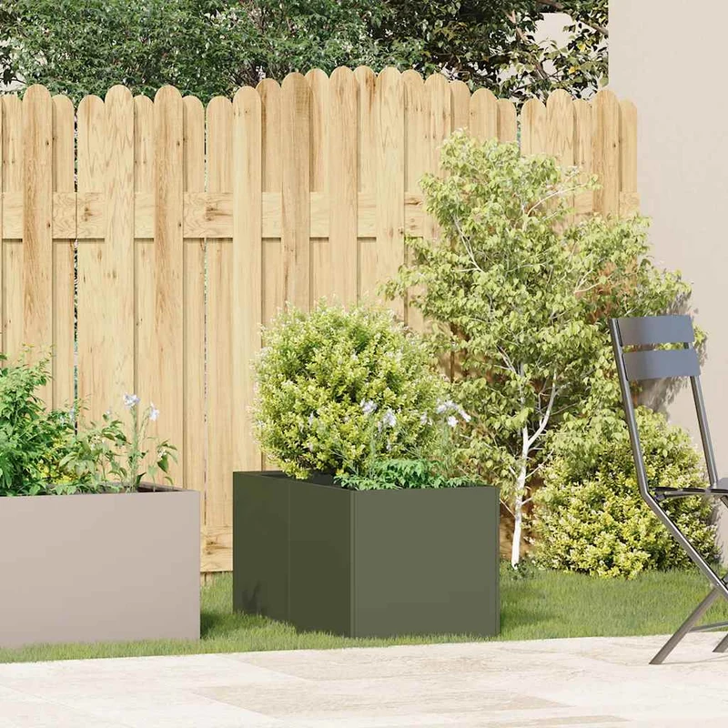 Jardinera De Acero Laminado En Frío Verde Oliva 40x80x40 Cm