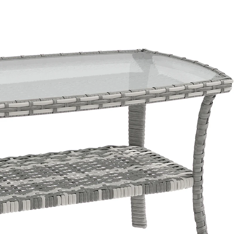 Outsunny Mesa De Jardín Exterior Rectangular De Ratán Con Estante Gris Oscuro