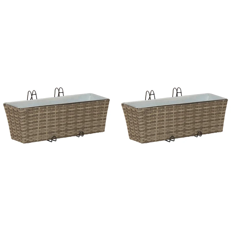 Barandilla 2 Uds. Gris 50 X 17 X 17 Cm Metal