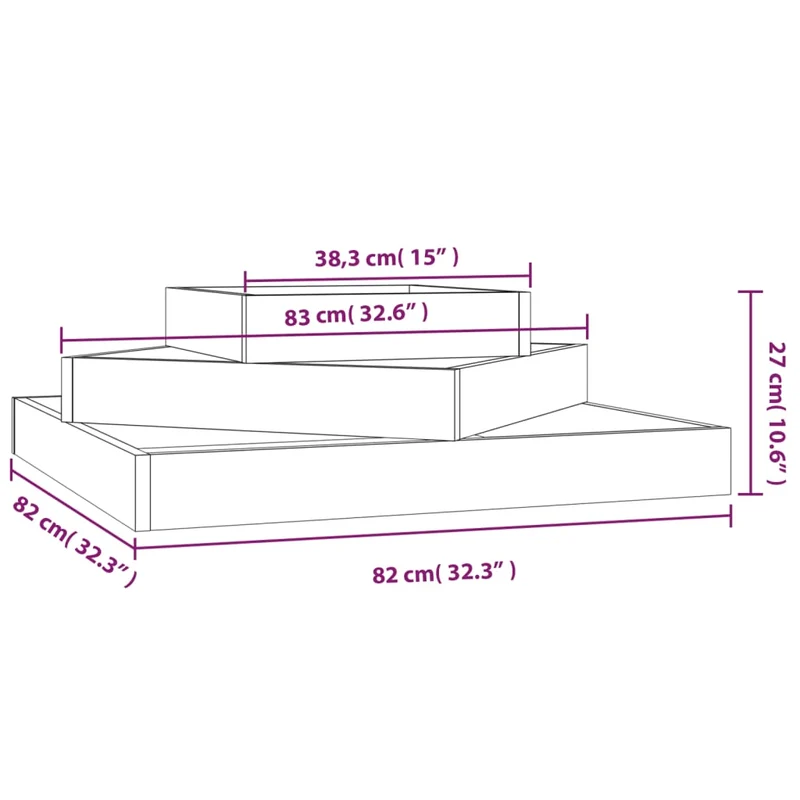 Jardinera De Madera Maciza De Pino 83x83x27 Cm