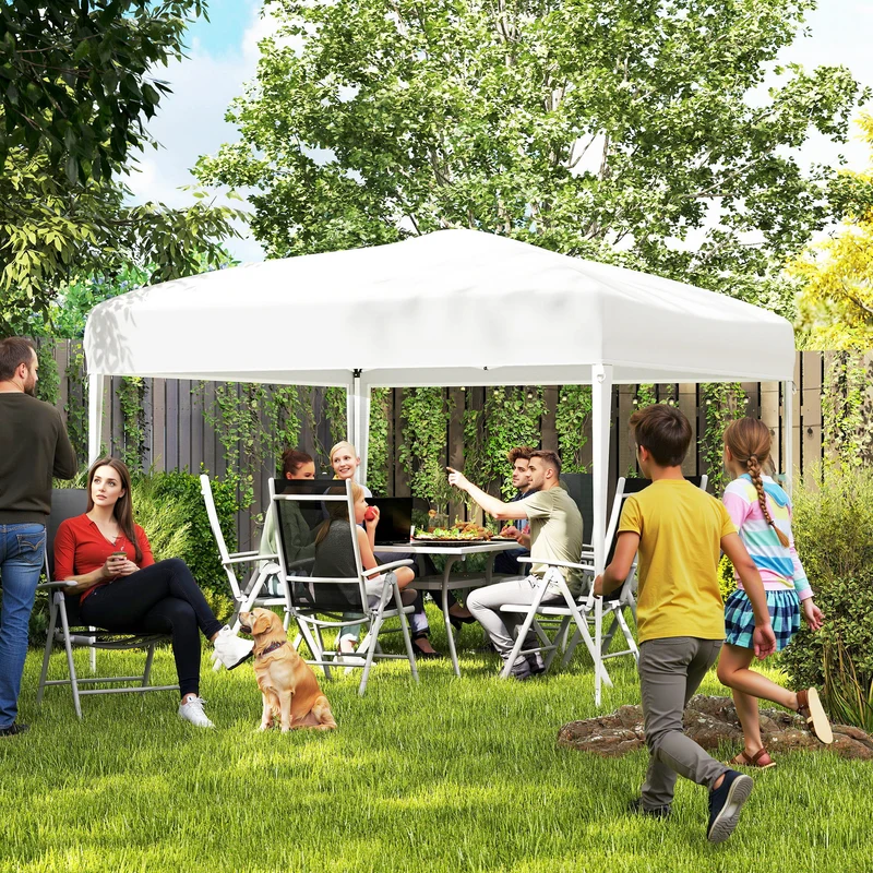 Outsunny Carpa Plegable 3x3 M Con Bolsa Altura Ajustable Blanco Plata